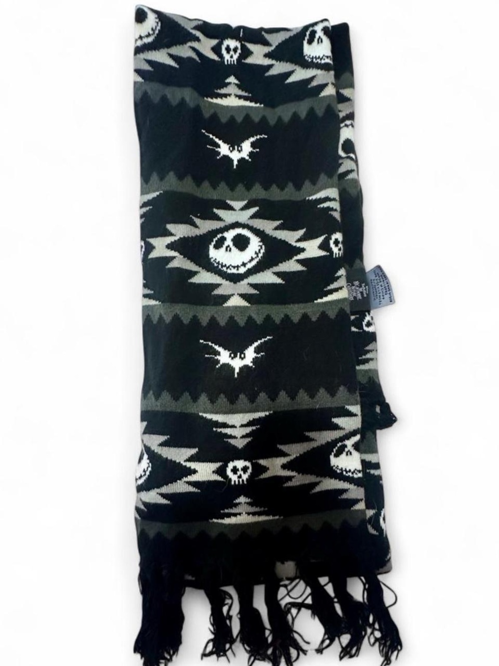 Disney A Nightmare Before Christmas Patterned Scarf with Fringe